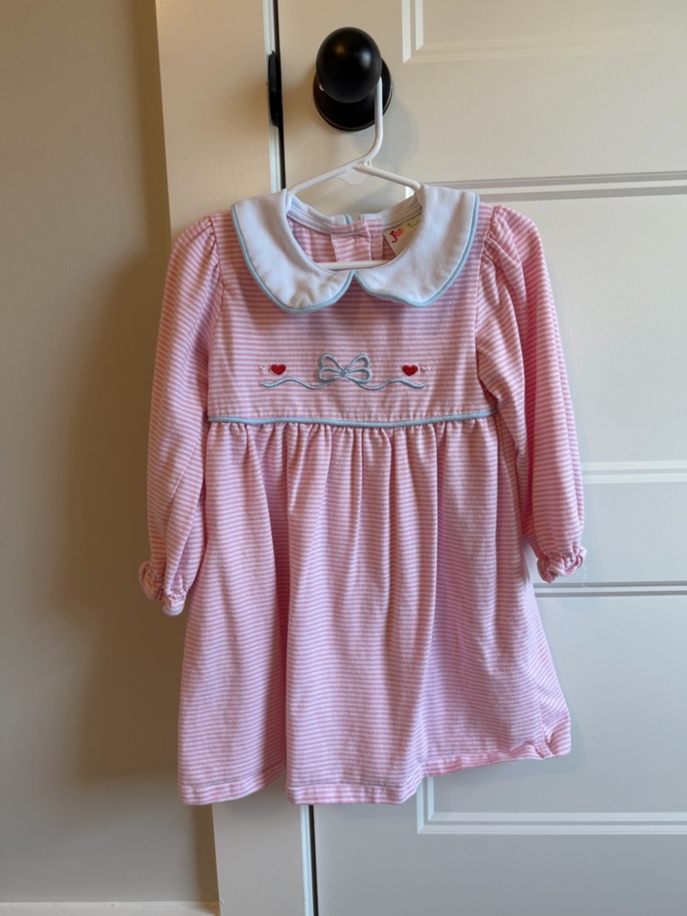 Pink Striped Peter Pan Collar Kids Dress